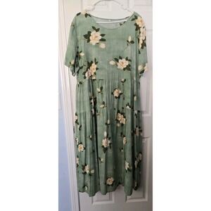Unbranded Womans Plus Size Maxi Dress Mint Green Florial Print Size 3X